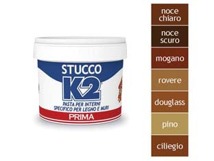 K2 Stucco Colorato In Pasta Per Legno In Barattolo- - Kg.0,500 - Ciliegio - 12 Pezzi K2