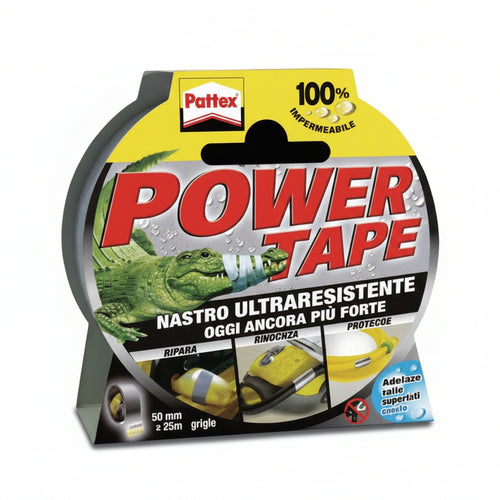 Pattex Nastro Adesivo Power Tape- - Mm.50H. In Rotoli Da Mt.10 Colore Nero - 2 Blister Henkel