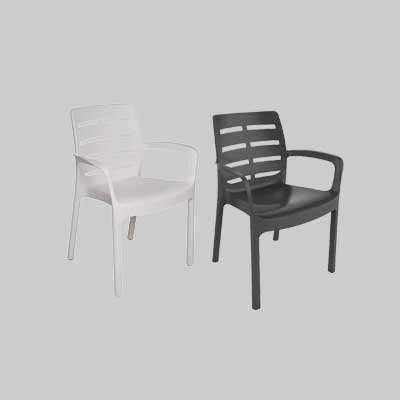 Sedia Impilabile Con Braccioli 'Borneo' Col. Bianco - Pro Garden