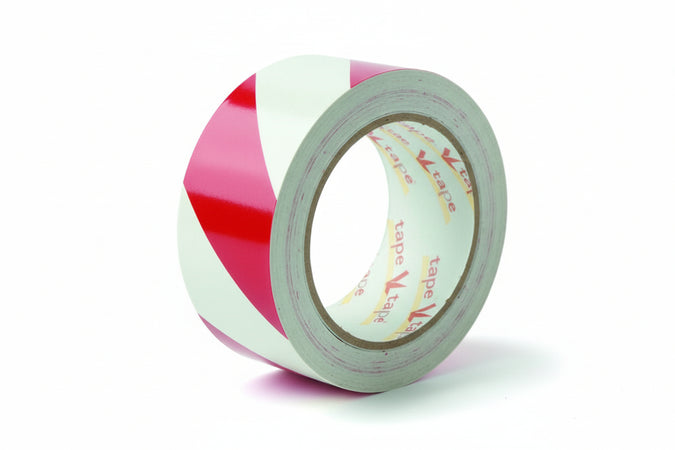 Nastro Segnaletico Adesivo In Pvc Bianco/Rosso- - Mm.50H. Rotoli Da Mt.33 - 6 Pezzi Feudo