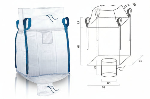 Saccone In Polipropilene Valvola Di Scarico+ Bocca Caramella Cm.90X90X120 Portata Kg.1000