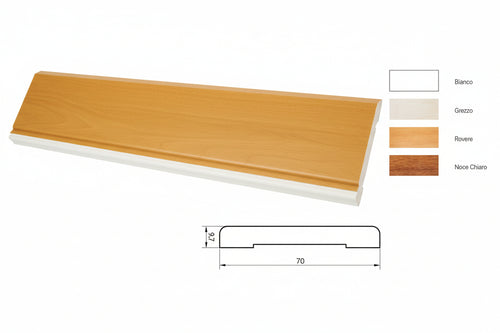 Coprifilo Liscio In Abete Giuntato- - Mm.10X70X2250, Rovere - 10 Pezzi Pircher