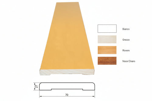 Coprifilo Liscio In Abete Giuntato- - Mm.10X70X2250, Noce Chiaro - 10 Pezzi Pircher