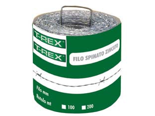 Filo Ferro Spinato Zincato- - Rotolo Da Mt.100 - 1 Rotolo T-Rex