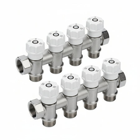 Collettore Di Distribuzione Componibile Con Valvole Art.465 Mm 3/4 3 Derivazioni M 1/2 Itap