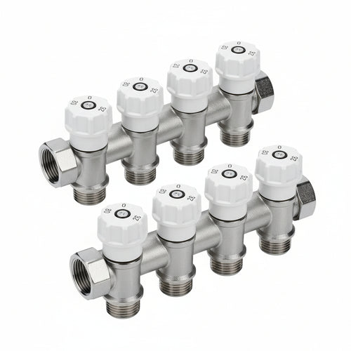 Collettore Di Distribuzione Componibile Con Valvole Art.465 Mm 3/4 3 Derivazioni M 1/2 Itap