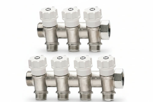 Collettore Di Distribuzione Componibile Con Valvole Art.465 Mm 3/4 4 Derivazioni M 1/2 Itap