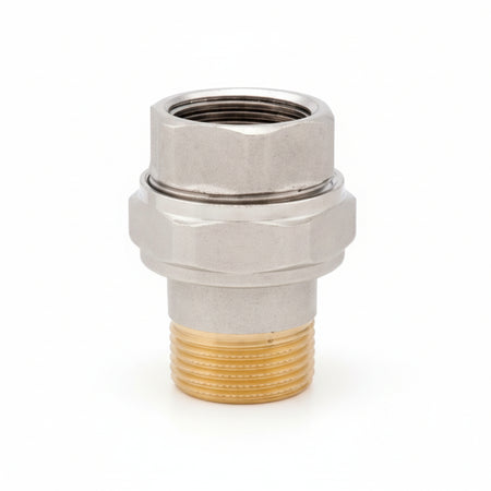Raccordo Diritto A 3 Pezzi In Ottone Nichelato Con O-Ring Art.161- - F 1/2 - 5 Pezzi Itap