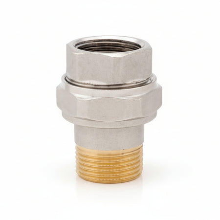Raccordo Diritto A 3 Pezzi In Ottone Nichelato Con O-Ring Art.161- - F 1-1/4 - 2 Pezzi Itap