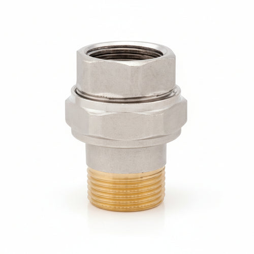 Raccordo Diritto A 3 Pezzi In Ottone Nichelato Con O-Ring Art.161- - F 1-1/4 - 2 Pezzi Itap