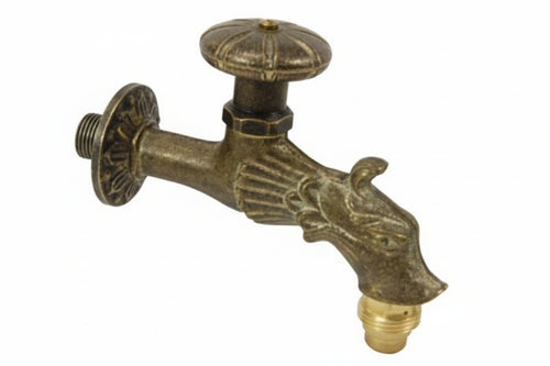 Rubinetto Artistico In Ottone A Vitone Bronzo Anticato Attacco M 1/2 Aglaia