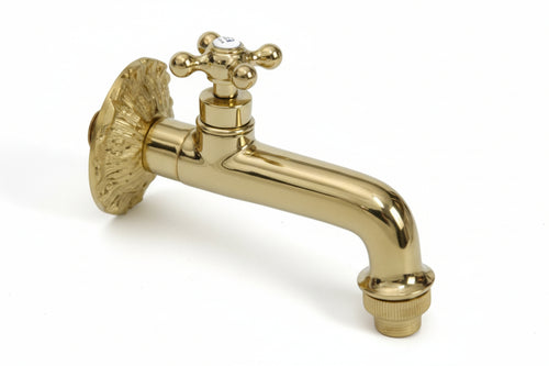 Rubinetto Artistico In Ottone A Leva Oro Lucido Attacco M 1/2 Aglaia