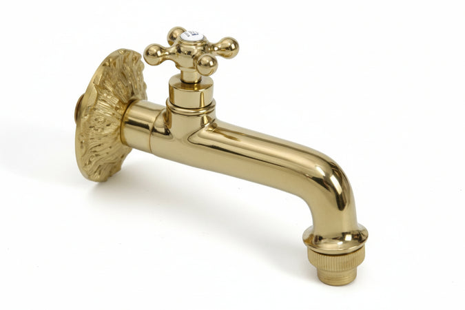 Rubinetto Artistico In Ottone A Leva Oro Lucido Attacco M 1/2 Aglaia