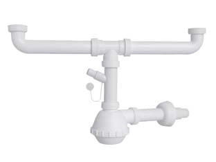 Sifone Moplen A Fiasco 2 Vie Con Scarico 11/41/2 Universale Per Lavello