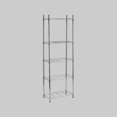 Scaffale In Metallo Cromato 5 Ripiani - Cm 60X35X180H
