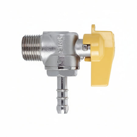 Rubinetto Gas Maschio 1/2 Per Gpl A Squadro Con Portagomma Ø Mm.10 Fiv
