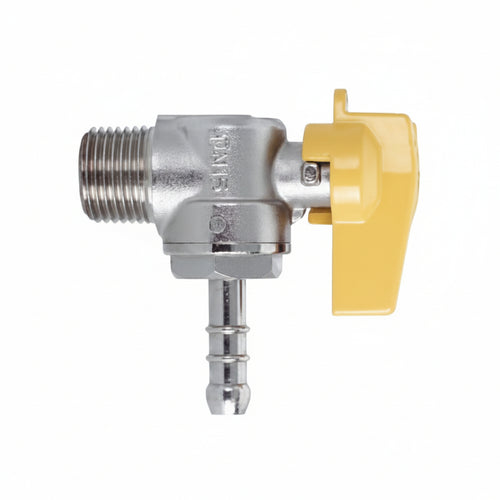 Rubinetto Gas Maschio 1/2 Per Gpl A Squadro Con Portagomma Ø Mm.10 Fiv