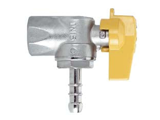 Rubinetto Gas Femmina 1/2 Per Gpl A Squadro Con Portagomma Ø Mm.10 Fiv