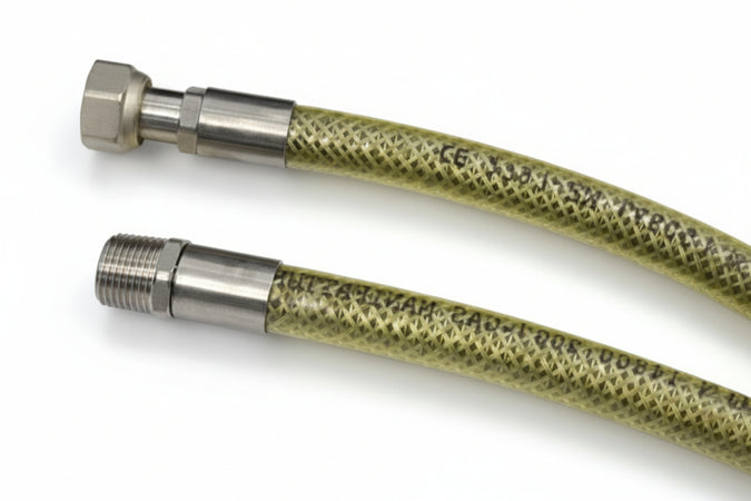 Tubo Gas Flessibile In Acciaio Inox Con Guanina Mf Cm.100