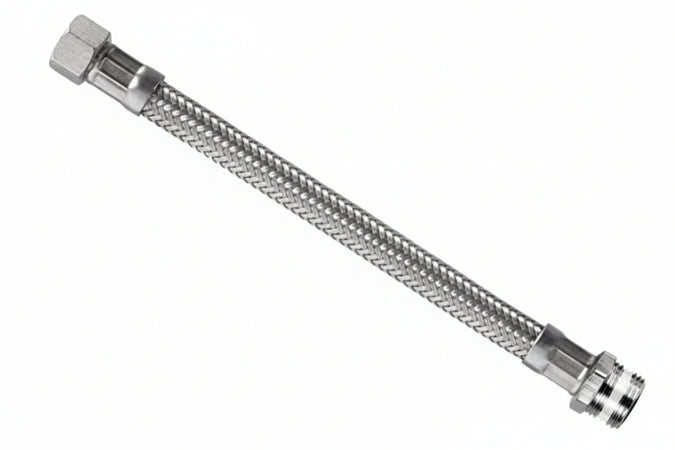Flessibile Inox Parigi M1/2 - F3/8 Flexcore- - M 1/2 F 3/8 Cm.25 - 5 Pezzi Parigi
