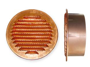 Griglia Aerazione Tonda Fissa In Rame E Boccaglio In Plastica- - Ø Mm.120 - 3 Pezzi