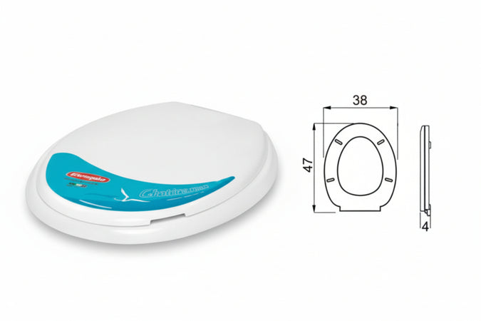 Sedile Wc Gabbiano In Polipropilene Bianco Cm.47X38X4H. 2 Pezzi Stefanplast Coprivaso Copriwater