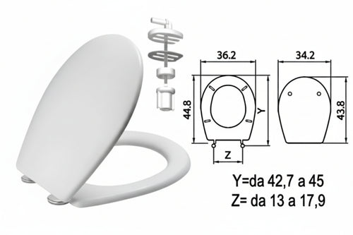 Sedile Wc In Termoindurente Sebino Bianco Cerniere Nylon H011 Coprivaso Copriwater Saniplast