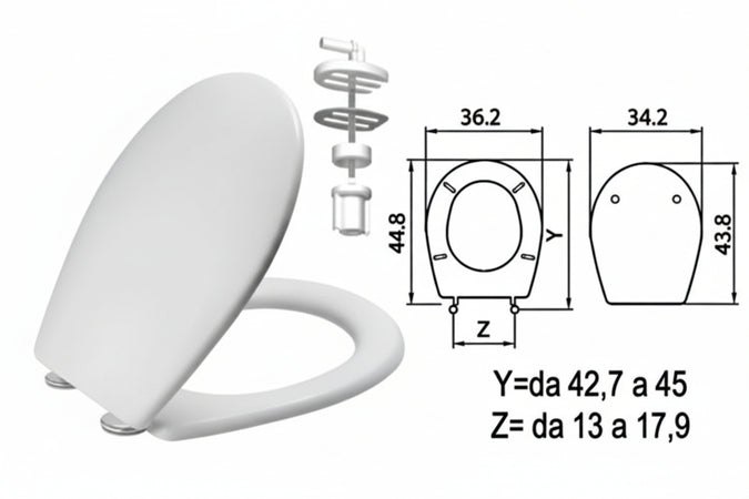 Sedile Wc In Termoindurente Sebino Bianco Cerniere Nylon H011 Coprivaso Copriwater Saniplast