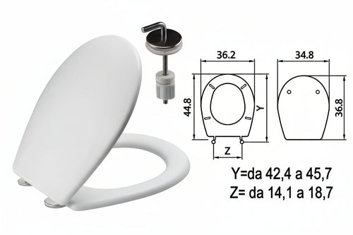 Sedile Wc In Termoindurente Sebino Bianco Cerniere Inox H057 Coprivaso Copriwater Saniplast