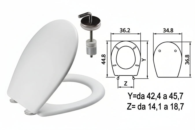 Sedile Wc In Termoindurente Sebino Bianco Cerniere Inox H057 Coprivaso Copriwater Saniplast
