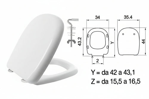Sedile Wc In Termoindurente Five Bianco Cerniere Inox H025S Coprivaso Copriwater Saniplast