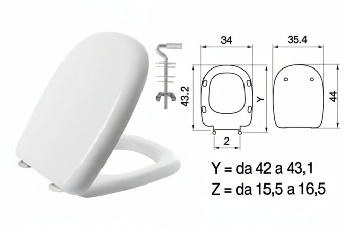 Sedile Wc In Termoindurente Five Bianco Cerniere Inox H025S Coprivaso Copriwater Saniplast
