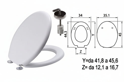 Sedile Wc In Termoindurente Tango Bianco Cerniere Inox H057 Coprivaso Copriwater Saniplast