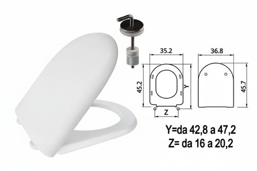 Sedile Wc In Termoindurente Luna 2 Bianco Cerniere Inox H057 Coprivaso Copriwater Saniplast