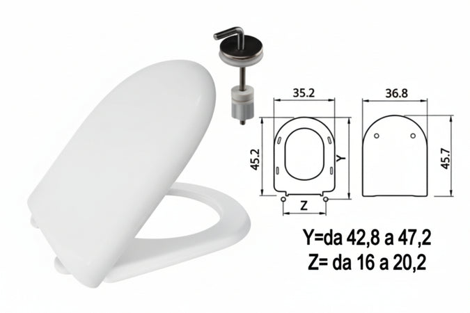 Sedile Wc In Termoindurente Luna 2 Bianco Cerniere Inox H057 Coprivaso Copriwater Saniplast