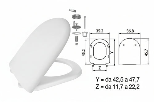 Sedile Wc In Termoindurente Luna 2 Bianco Cerniere Inox H050 Coprivaso Copriwater Saniplast