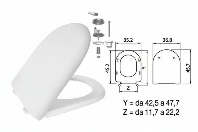 Sedile Wc In Termoindurente Luna 2 Bianco Cerniere Inox H050 Coprivaso Copriwater Saniplast