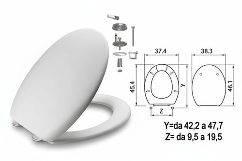 Sedile Wc In Termoindurente Mambo Bianco Cerniere Inox H050 Coprivaso Copriwater Saniplast