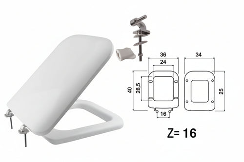 Sedile Wc In Termoindurente Double Bianco Cerniere In Metallo Coprivaso Copriwater Saniplast