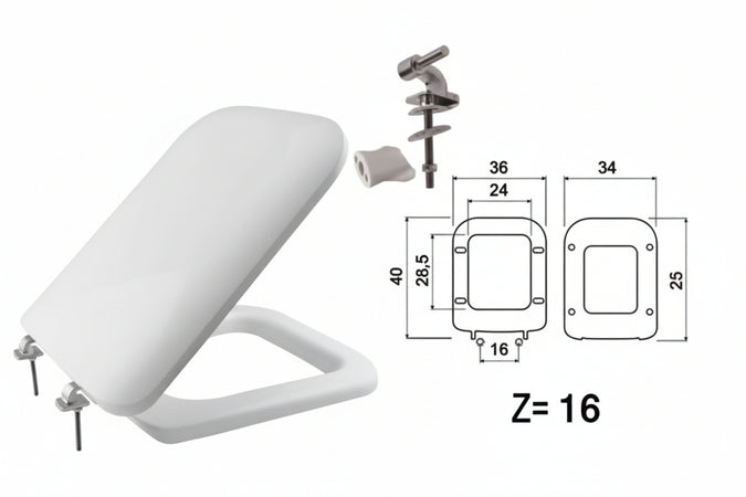 Sedile Wc In Termoindurente Double Bianco Cerniere In Metallo Coprivaso Copriwater Saniplast