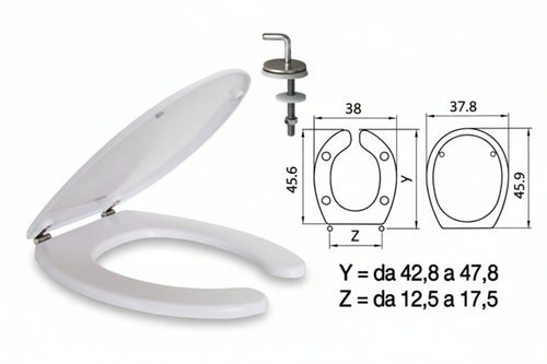 Sedile Wc In Termoindurente Per Disabili Help Bianco Coprivaso Copriwater Cerniere Inox Saniplast