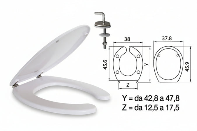 Sedile Wc In Termoindurente Per Disabili Help Bianco Coprivaso Copriwater Cerniere Inox Saniplast