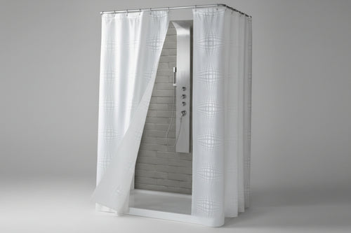 Tenda Per Doccia In Peva Sfera Fondo Trasparente Con Decori Bianchi- - Cm.120X200H. - 1 Blister Saniplast