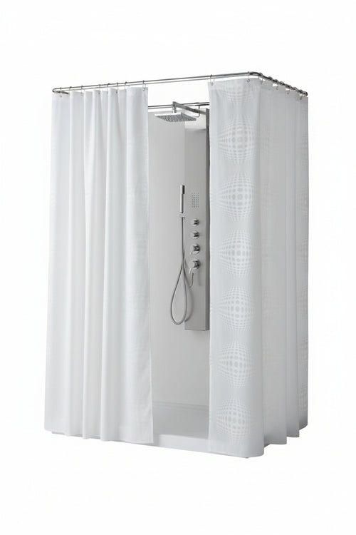 Tenda Per Doccia In Peva Sfera Fondo Trasparente Con Decori Bianchi- - Cm.180X200H. - 1 Blister Saniplast
