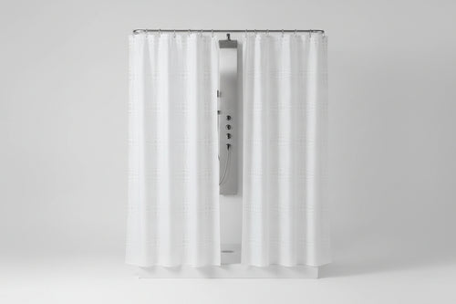 Tenda Per Doccia In Peva Sfera Fondo Trasparente Con Decori Bianchi- - Cm.240X200H. - 1 Blister Saniplast