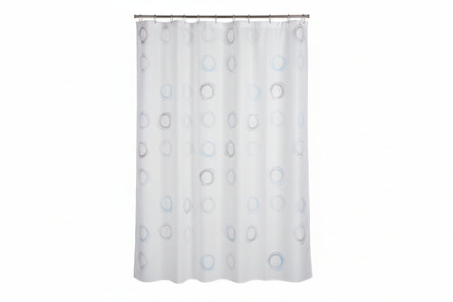 Tenda Per Doccia In Peva Cerchi Fondo Bianco Decori Marroni- - Cm.240X200H. - 1 Blister Saniplast
