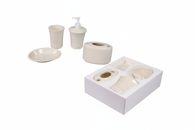 Set Bagno In Ceramica Bianca Aglaia