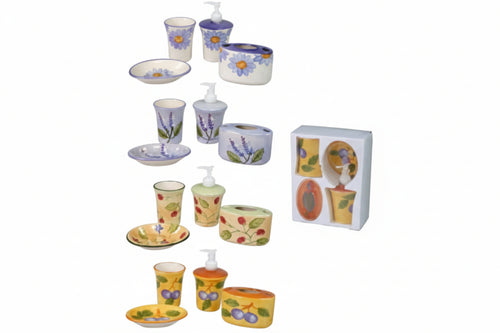 Set Bagno In Ceramica Decorata Colorata Aglaia