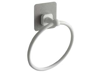 Porta Asciugamano Anello In Abs- - Mm.165X58X200 - Colore Bianco - 3 Pezzi Aglaia
