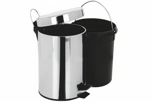 Pattumiera Con Pedale Inox E Secchio In Plastica Lt.20 Cm.31X45H. Artex
